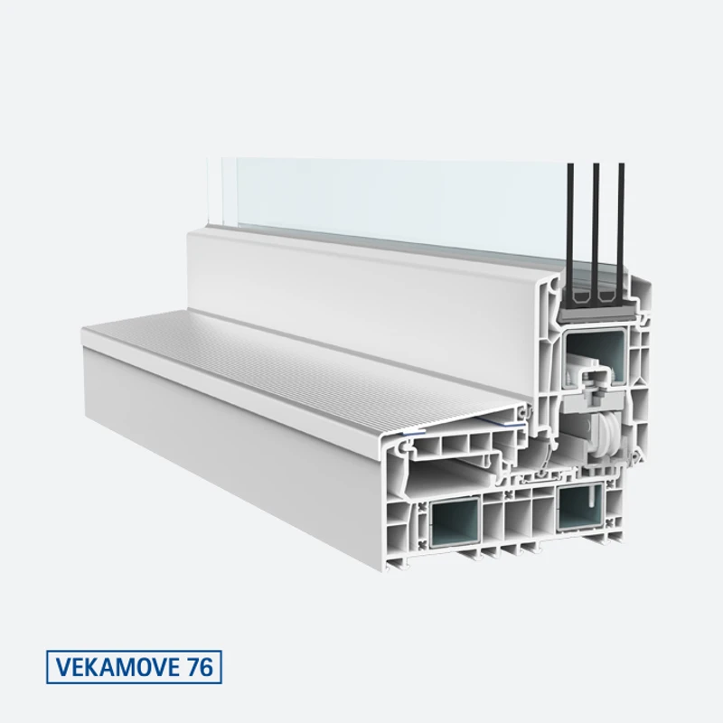 Sección del sistema de puerta VEKA VEKAMOVE 76