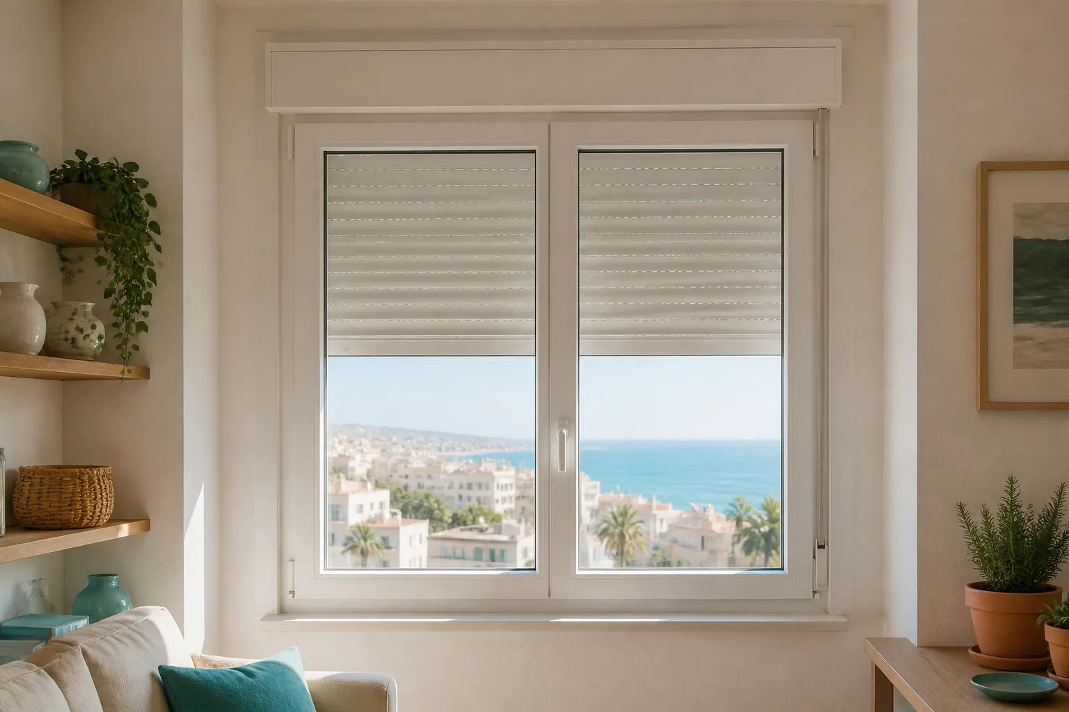 Ventana de PVC con persiana integrada en Málaga